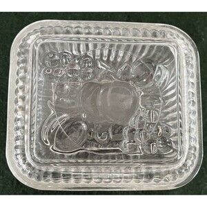 Vintage MCM Clear Glass Refrigerator 5"x4.5"x3.25"  Dish & Lid Fruit Rib Pattern